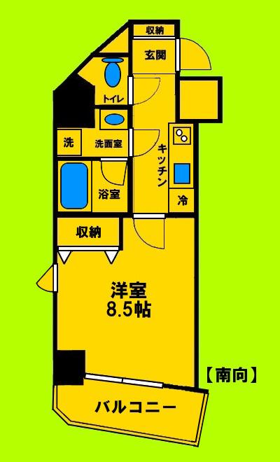 リッジ江坂(1K/8階)の間取り写真