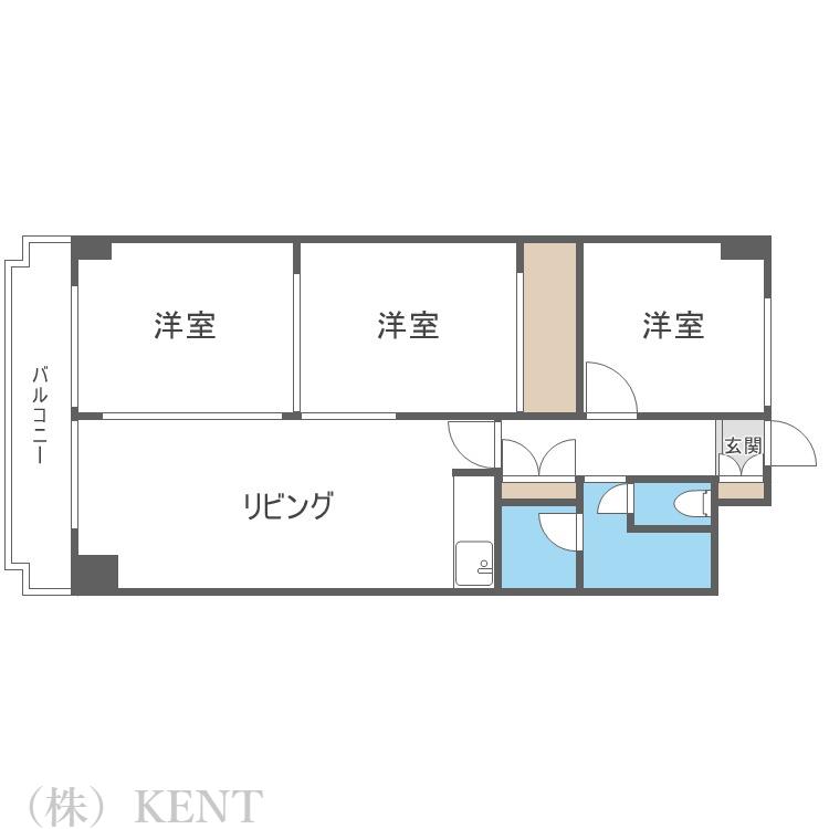 高伸ハイツ(3LDK/5階)の間取り写真