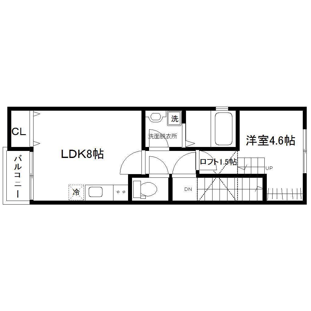 リヴィエール名取(1LDK/2階)の間取り写真