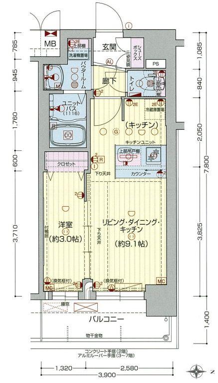 プレサンス THE KYOTO 澄華(1LDK/2階)の間取り写真