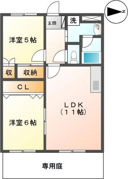 エバーグランディール(2LDK/1階)の間取り写真