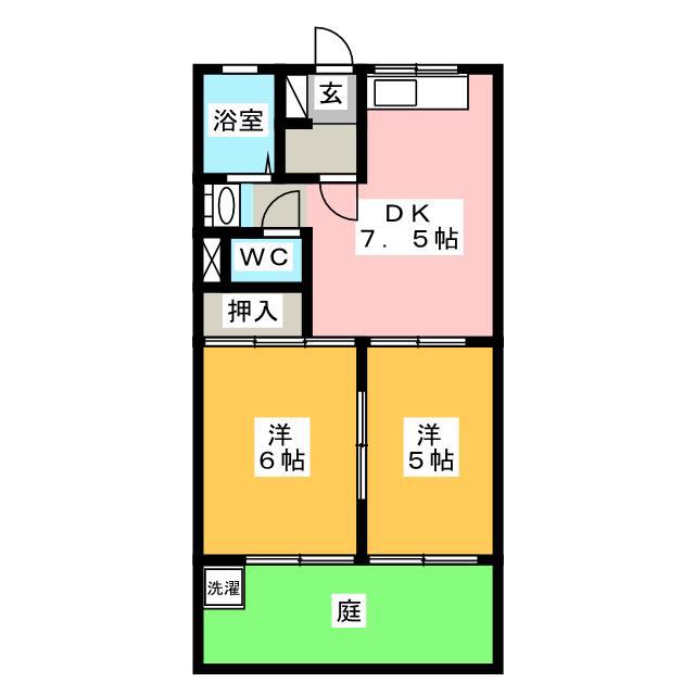 エンドレスASANO(2DK/2階)の間取り写真