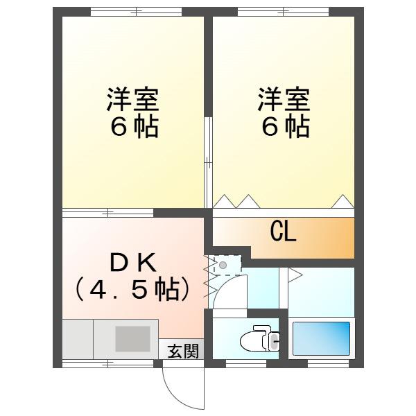 華ハイツ(2K/1階)の間取り写真