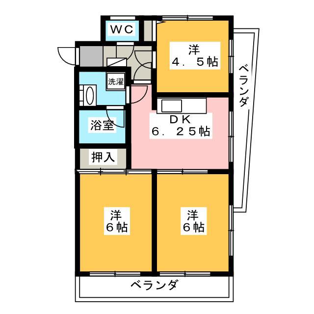 シルクシティマンション(3DK/5階)の間取り写真