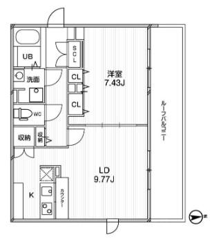 PASEO HIGASHI SHINJUKU パセオ東新宿(1LDK/4階)の間取り写真