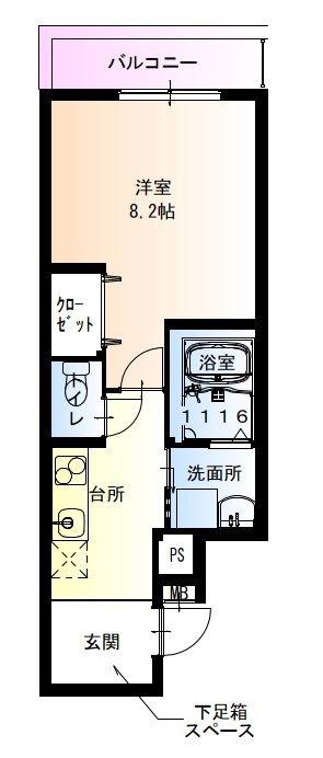 フジパレス住吉山之内III番館(1K/2階)の間取り写真