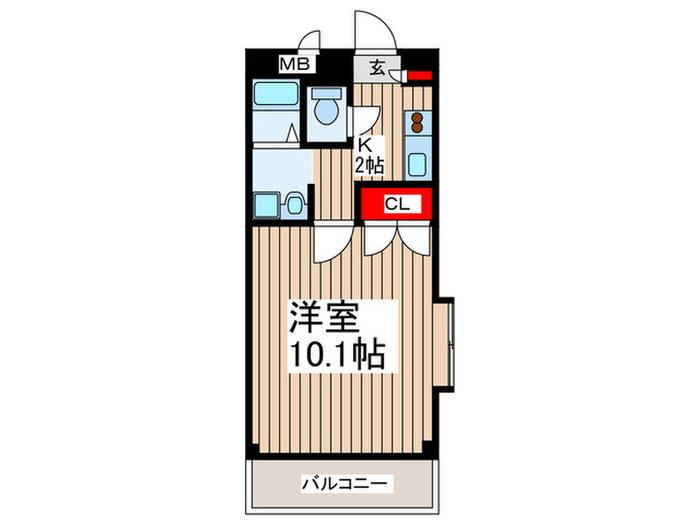 アンプルールフェールSURIE(1K/1階)の間取り写真