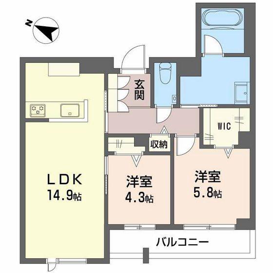 CASA ニックスV(2LDK/2階)の間取り写真