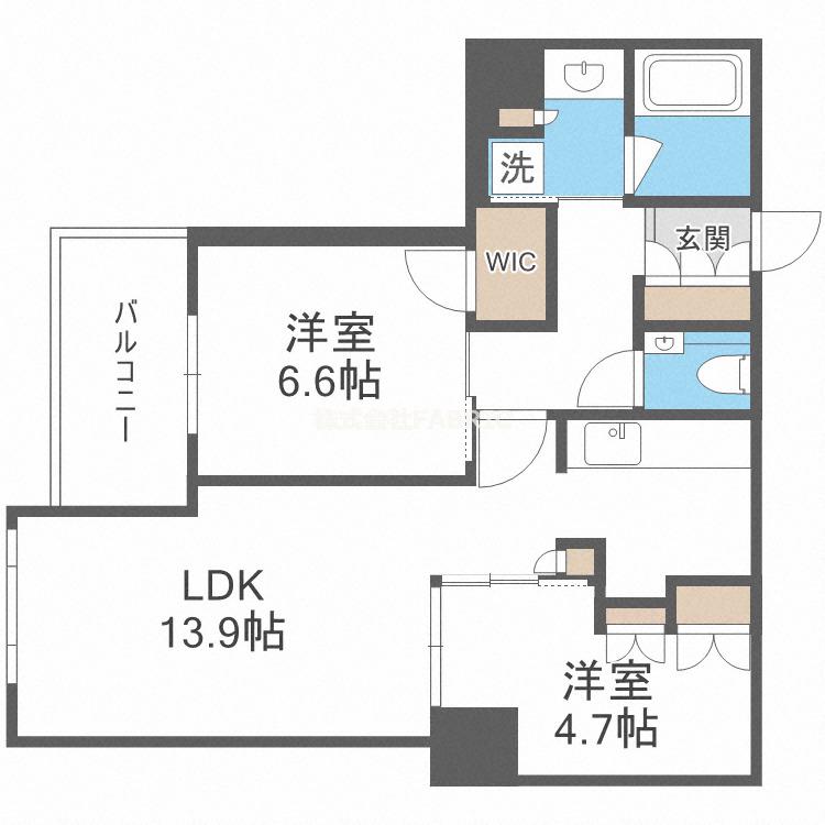 ブランズタワー大阪本町(2LDK/28階)の間取り写真