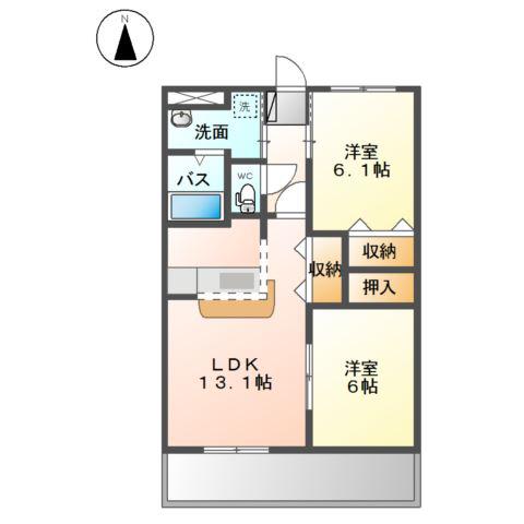 プレステージ中居(2LDK/2階)の間取り写真