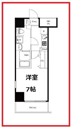 エクアス錦糸町(1K/4階)の間取り写真