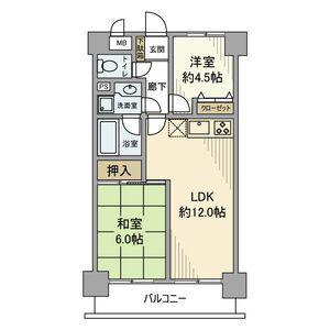 コスモ松戸ステーションビュウ(2LDK/10階)の間取り写真