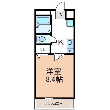 プリミエール日高(1K/2階)の間取り写真