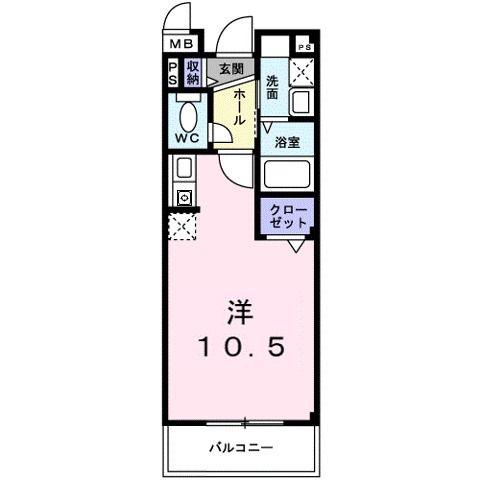ウエスト(ワンルーム/3階)の間取り写真