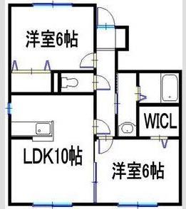 ファミールD棟(2LDK/1階)の間取り写真
