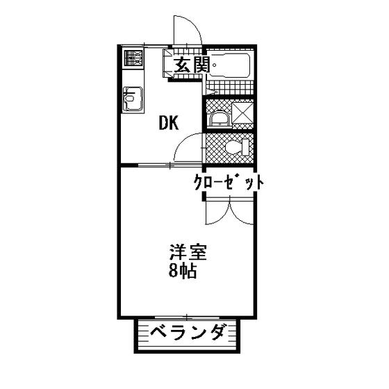 グリーンコート(1DK/2階)の間取り写真