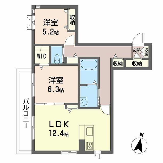 ベルブリスマンション青木(2LDK/2階)の間取り写真