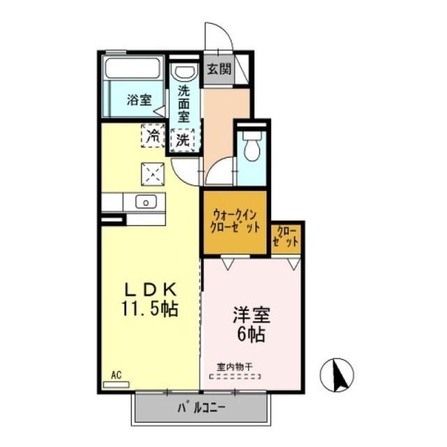 セジュール新田(1LDK/1階)の間取り写真