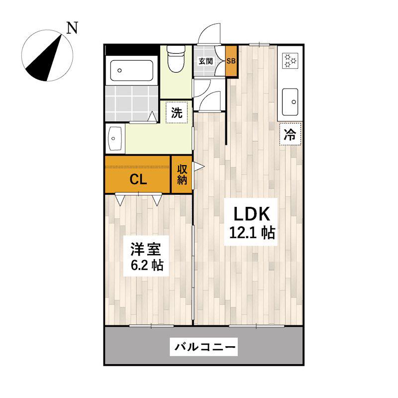 LALO I(1LDK/2階)の間取り写真