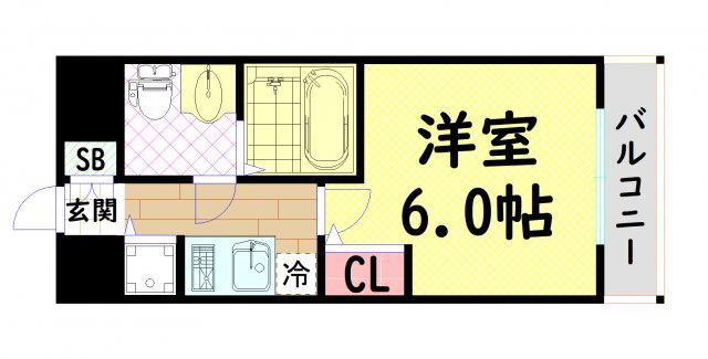 LUMINOUS桜川(1K/3階)の間取り写真