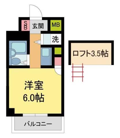 メゾンメリメ(1K/5階)の間取り写真