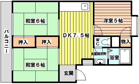モリハイム菅原III(3DK/5階)の間取り写真