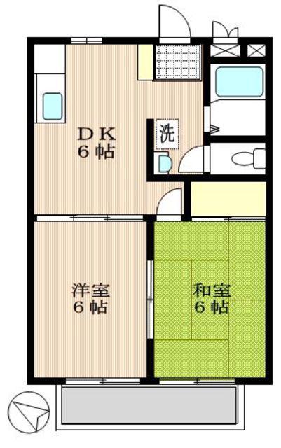 サンハイツKUNI(2DK/1階)の間取り写真