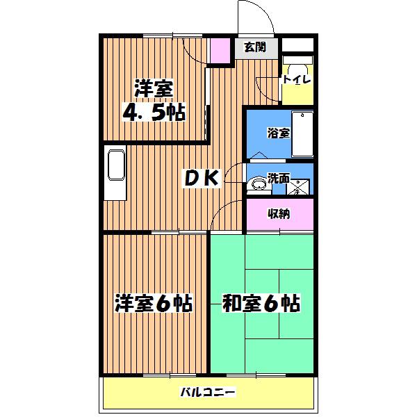 エッソール福生(3DK/3階)の間取り写真
