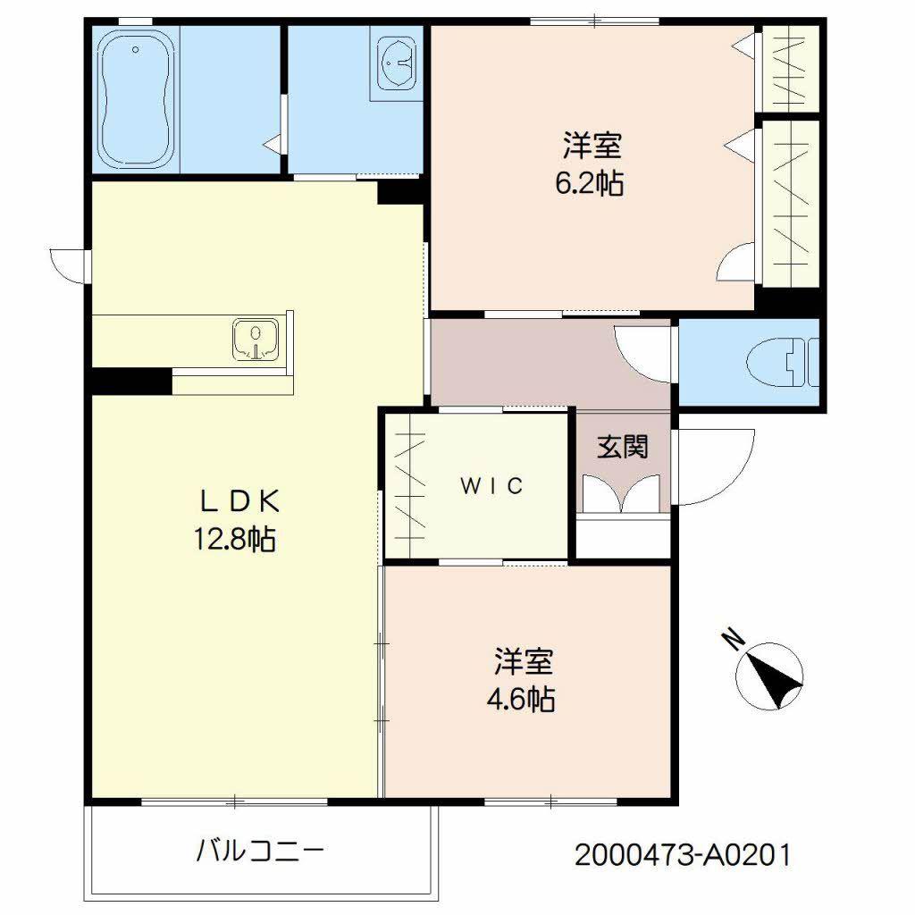 シャーメゾン谷町 A棟(2LDK/2階)の間取り写真