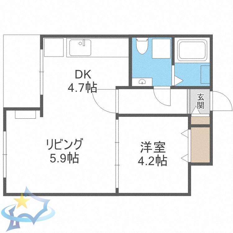 マンション大通(1LDK/7階)の間取り写真
