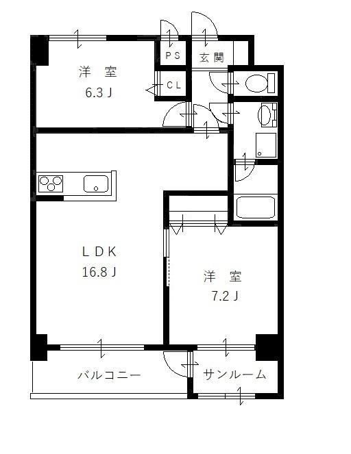 メゾンド一光(2LDK/5階)の間取り写真