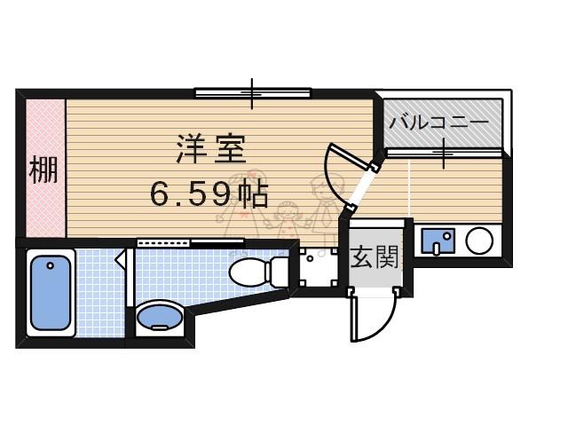 アバンサール遠里小野(ワンルーム/4階)の間取り写真