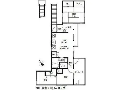VILLA西ケ原(3DK/2階)の間取り写真