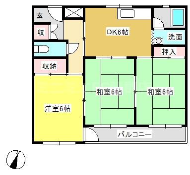 吉平ハイツ(3DK/1階)の間取り写真