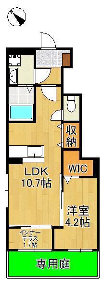 ボンシャンス楠木(1LDK/1階)の間取り写真