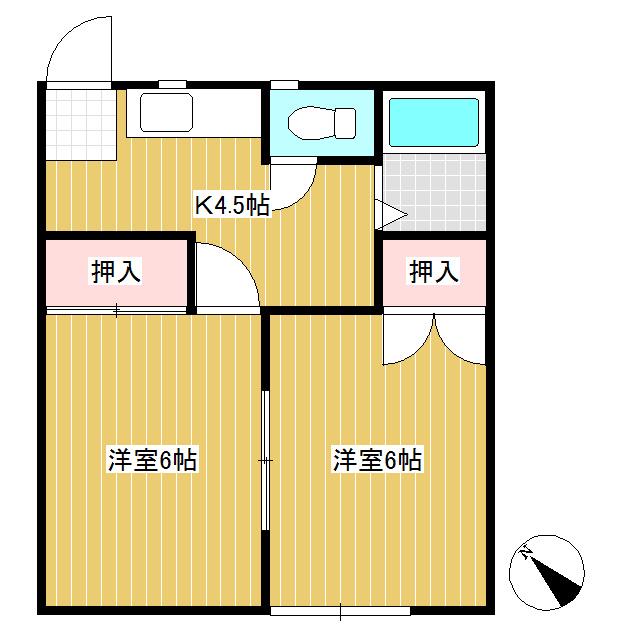 春原ハイツ(2K/2階)の間取り写真