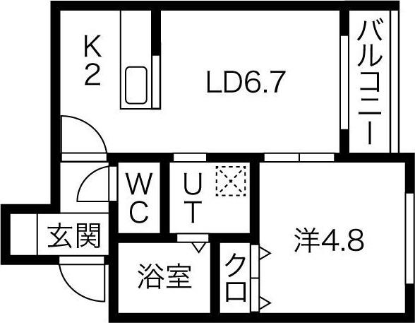 オルフィーク(1LDK/4階)の間取り写真