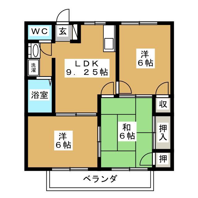 グリーンヒル習志野Ⅱ(3DK/1階)の間取り写真