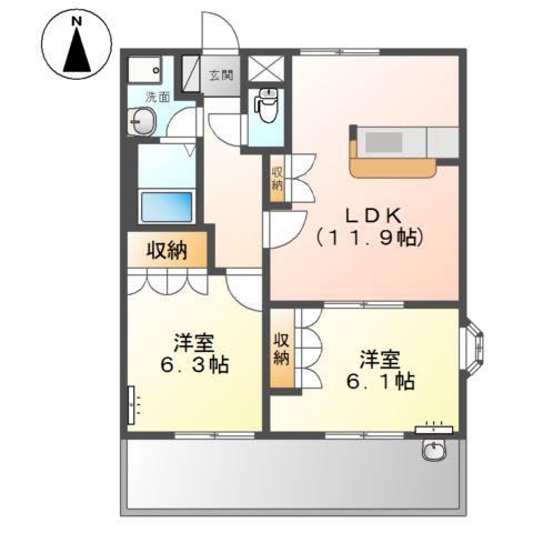 アルファ(2LDK/2階)の間取り写真