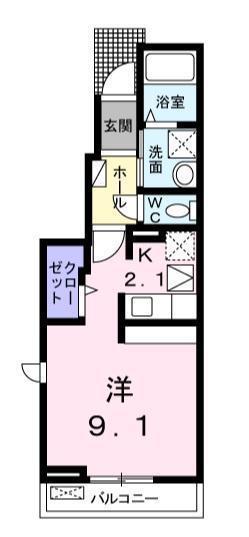 アモーレ今津(1K/2階)の間取り写真
