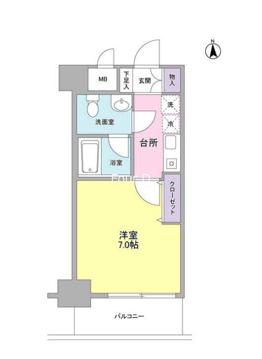 セレーノ品川(1K/4階)の間取り写真