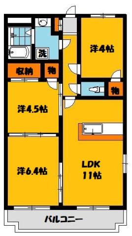 ファミーユ・みなみ(3LDK/2階)の間取り写真