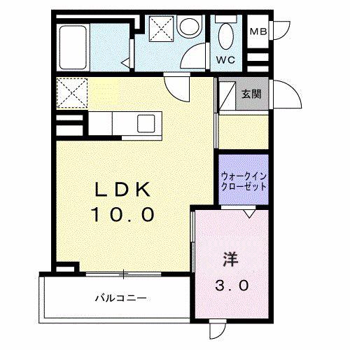 サイネリアII(1LDK/2階)の間取り写真