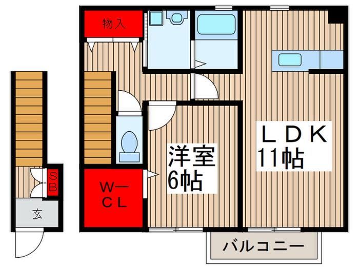 ルミエールA(1LDK/2階)の間取り写真