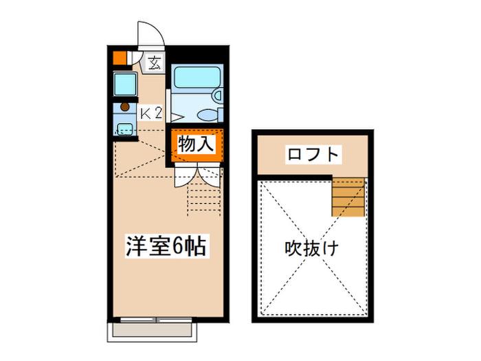 グランセ枡形B棟(1K/1階)の間取り写真