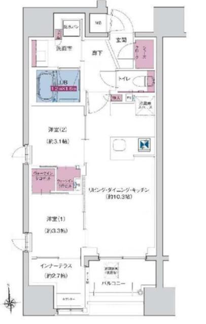 ソルティア府中宮町(2LDK/2階)の間取り写真