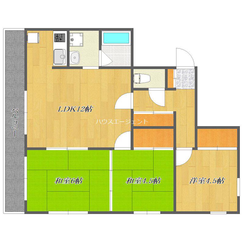 フジマンション第1(3LDK/2階)の間取り写真