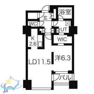 プライムメゾン大通公園(1LDK/4階)の間取り写真