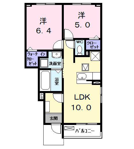 カーサみやびVII(2LDK/1階)の間取り写真