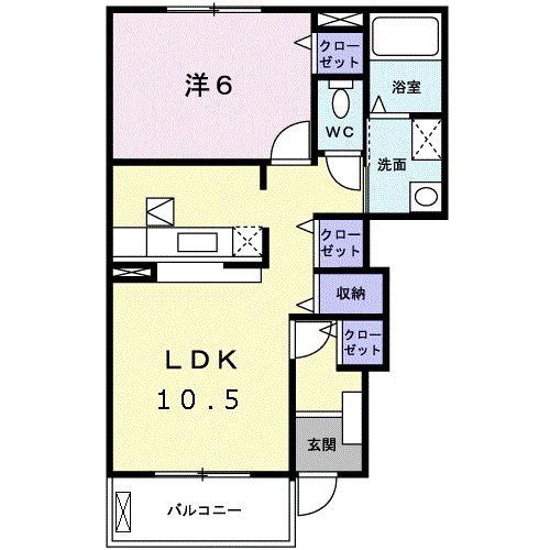グラースプロムナード(1LDK/1階)の間取り写真